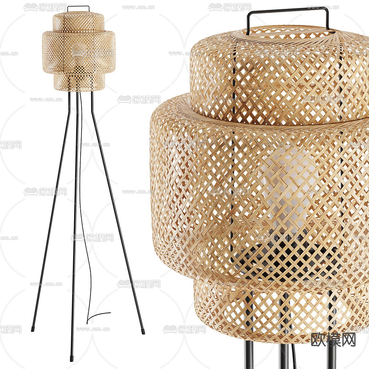 藤编落地灯3d模型下载