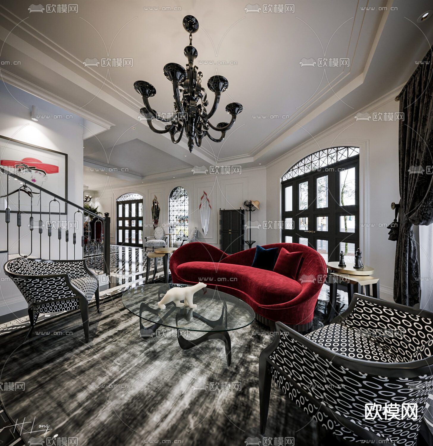 巴洛克客厅 餐厅3d模型下载（渲染图1）