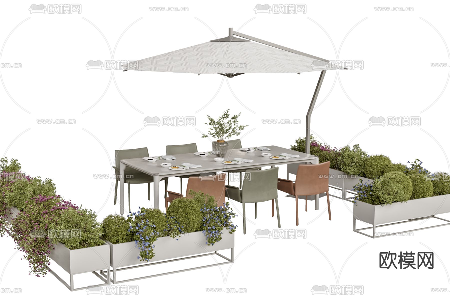 户外餐桌3d模型下载