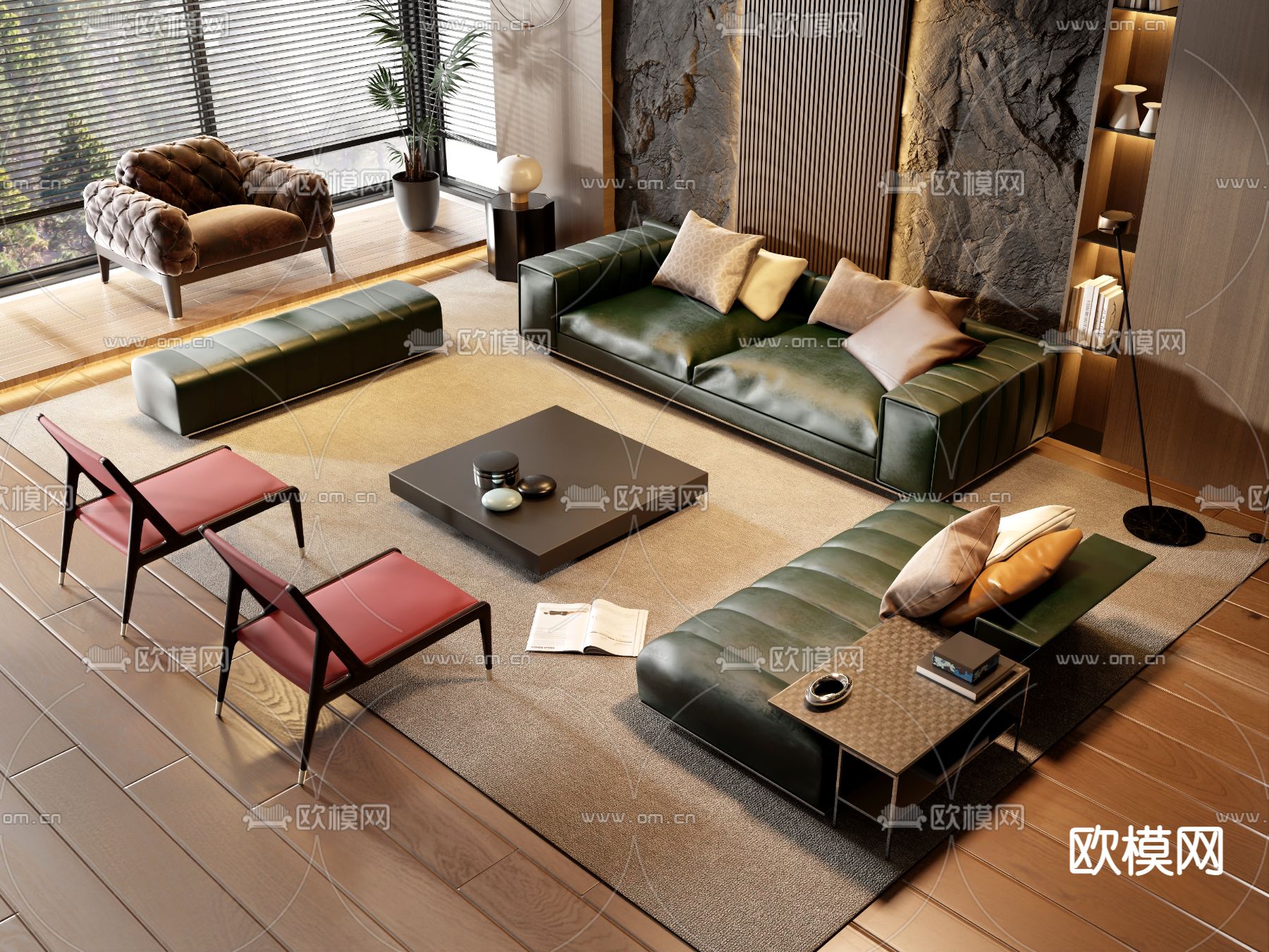 Minotti 组合沙发su模型下载（渲染图1）