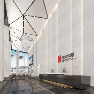  办公大堂su模型 