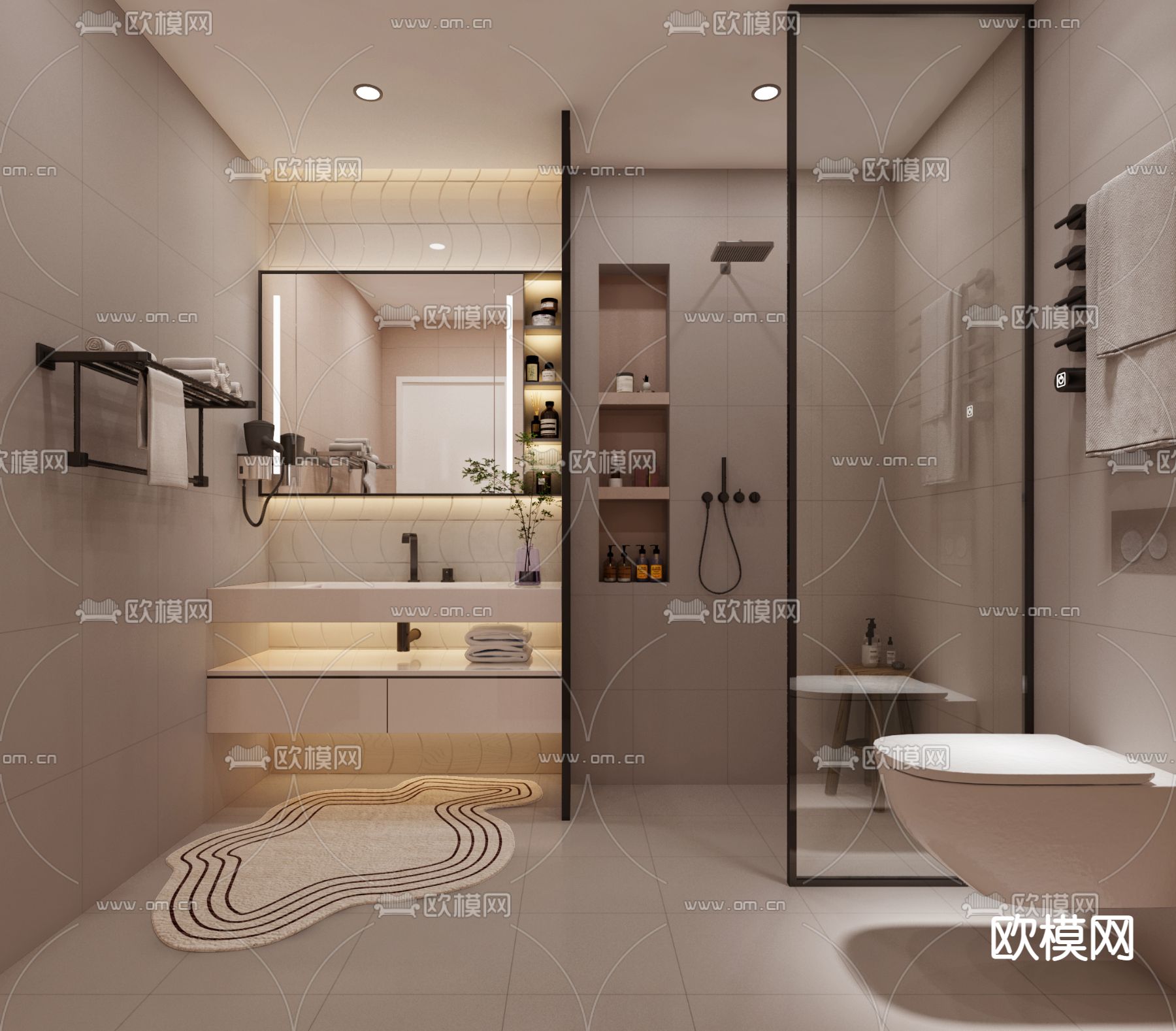 现代卫生间 浴室3d模型下载