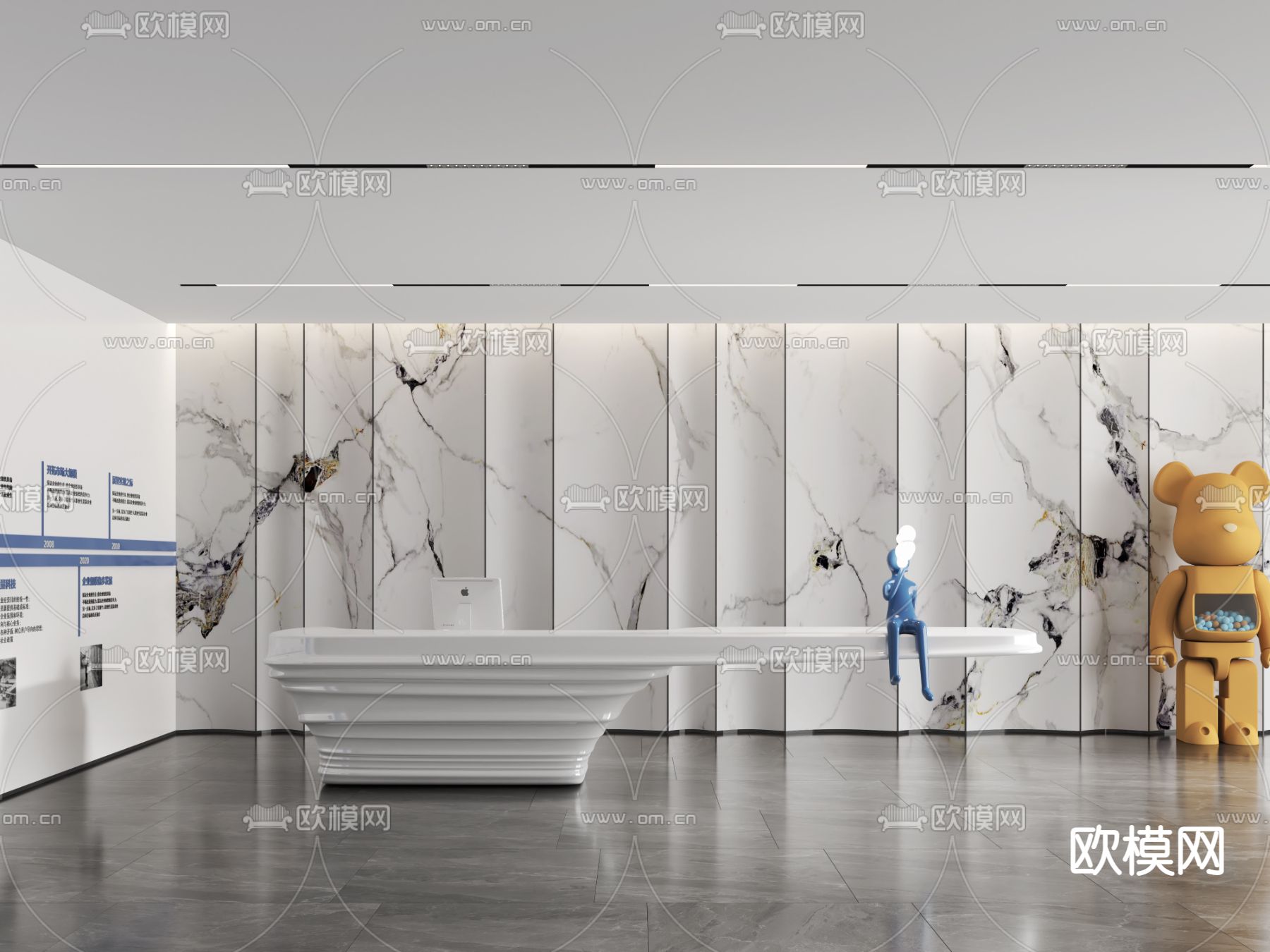 办公室前台 接待台3d模型下载