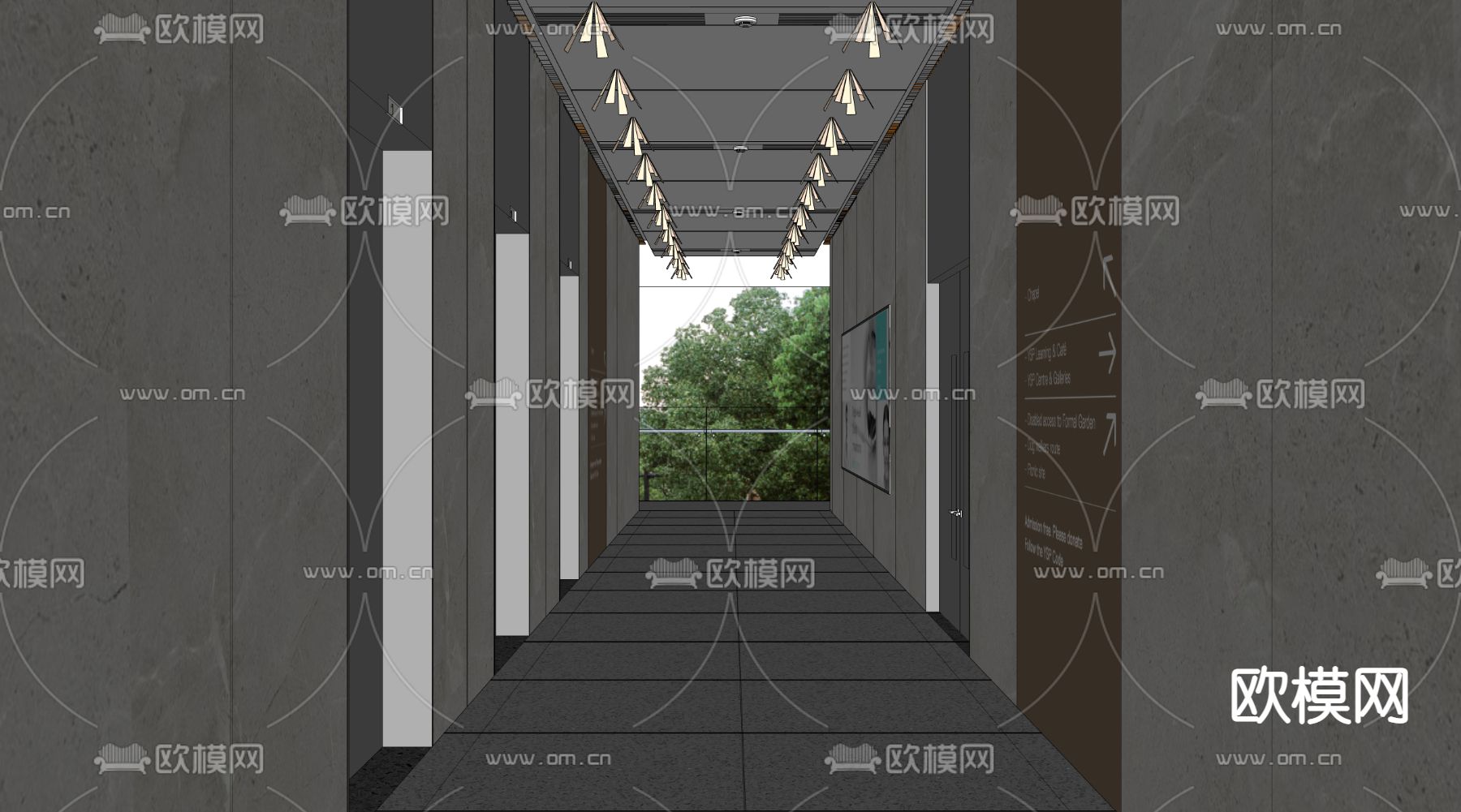 电梯厅su模型下载（渲染图2）