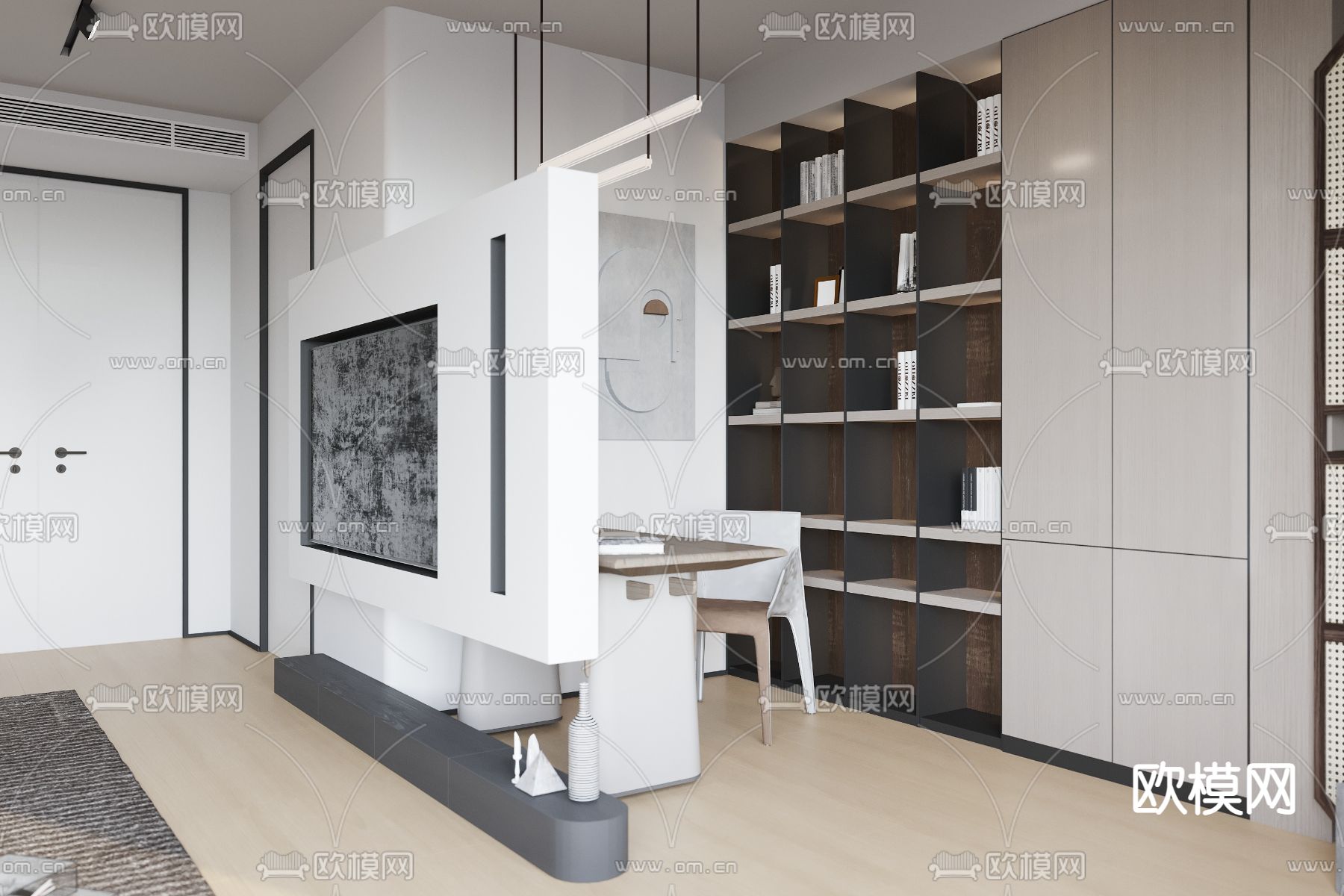 现代卧室 主人房3d模型下载（渲染图3）