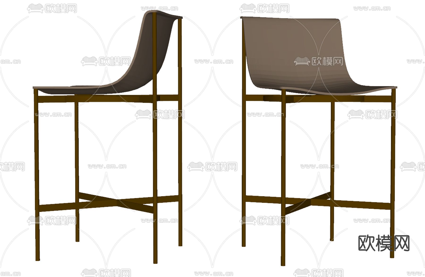 靠背吧椅 吧凳su模型下载（渲染图2）