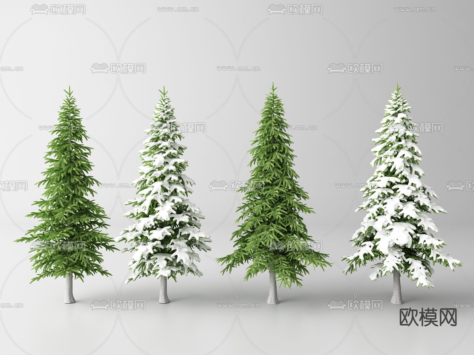 雪树 雪松 冬季树 松树su模型下载_ID14053497_sketchup模型下载-欧模网