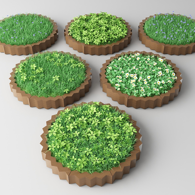  花坛 草坪 花池su模型 