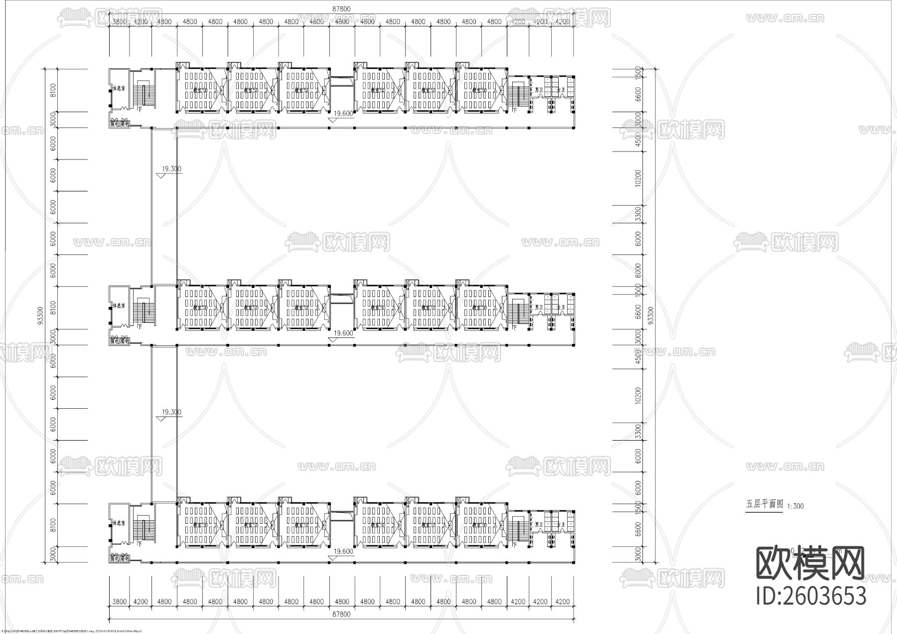 某高中教学楼建筑cad施工图下载（渲染图6）