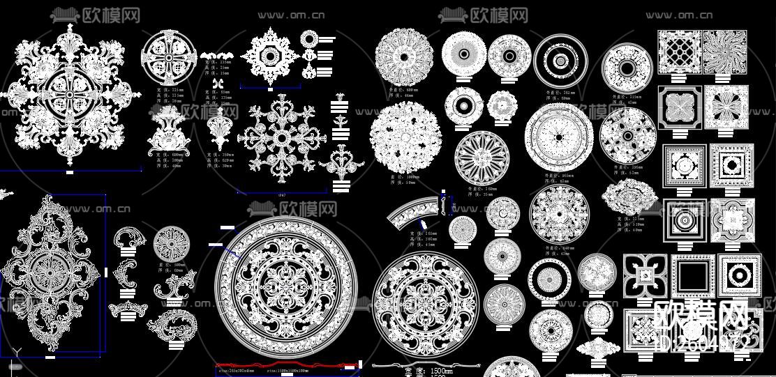 法式雕花顶花cad图库下载（渲染图4）