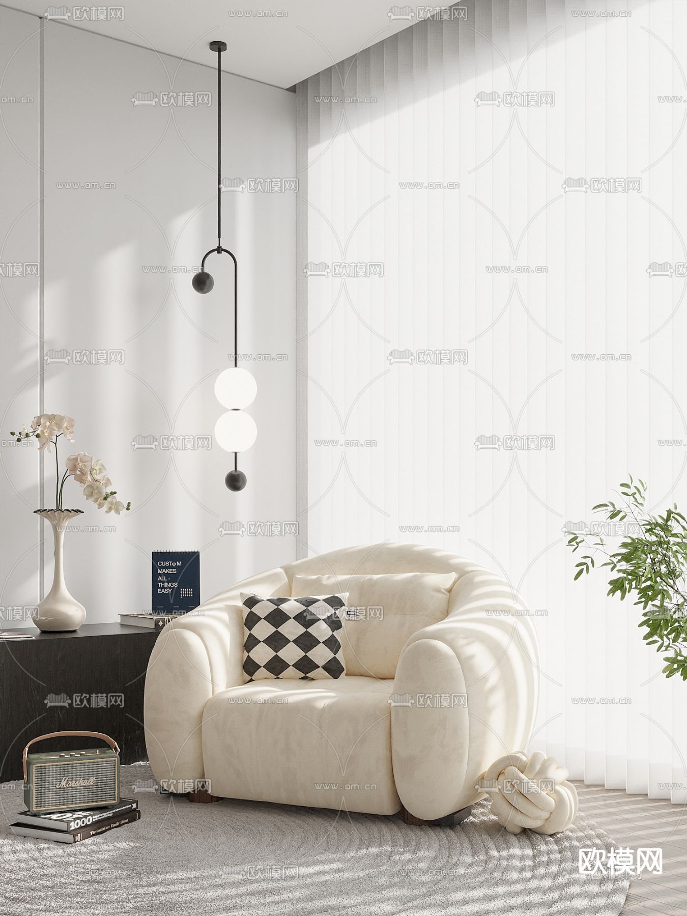 单人沙发3d模型下载