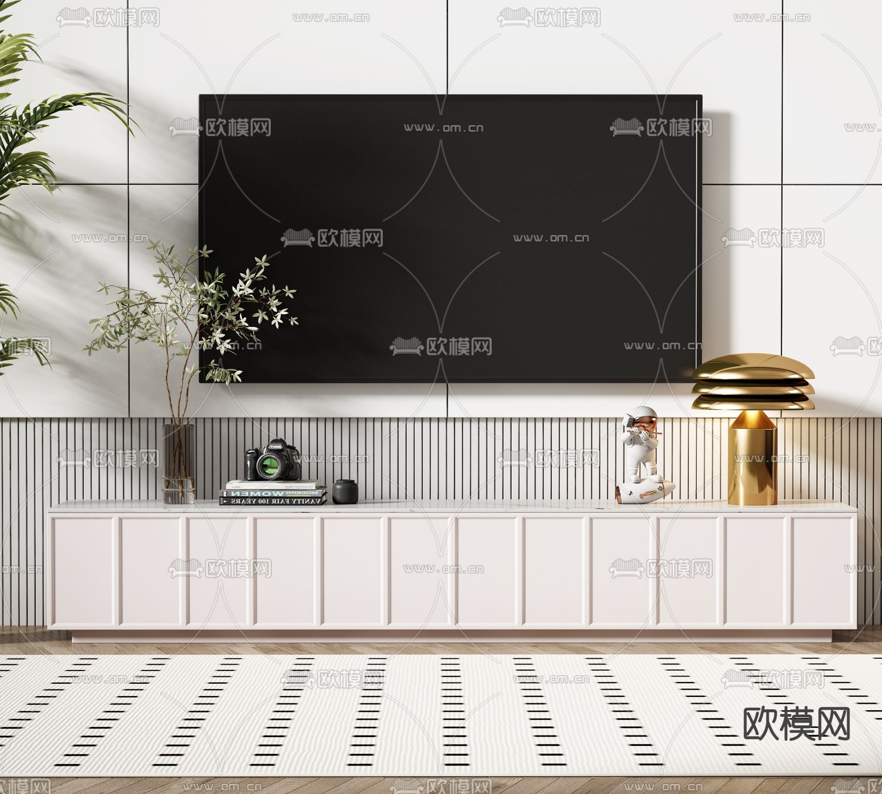 法式电视柜3d模型下载