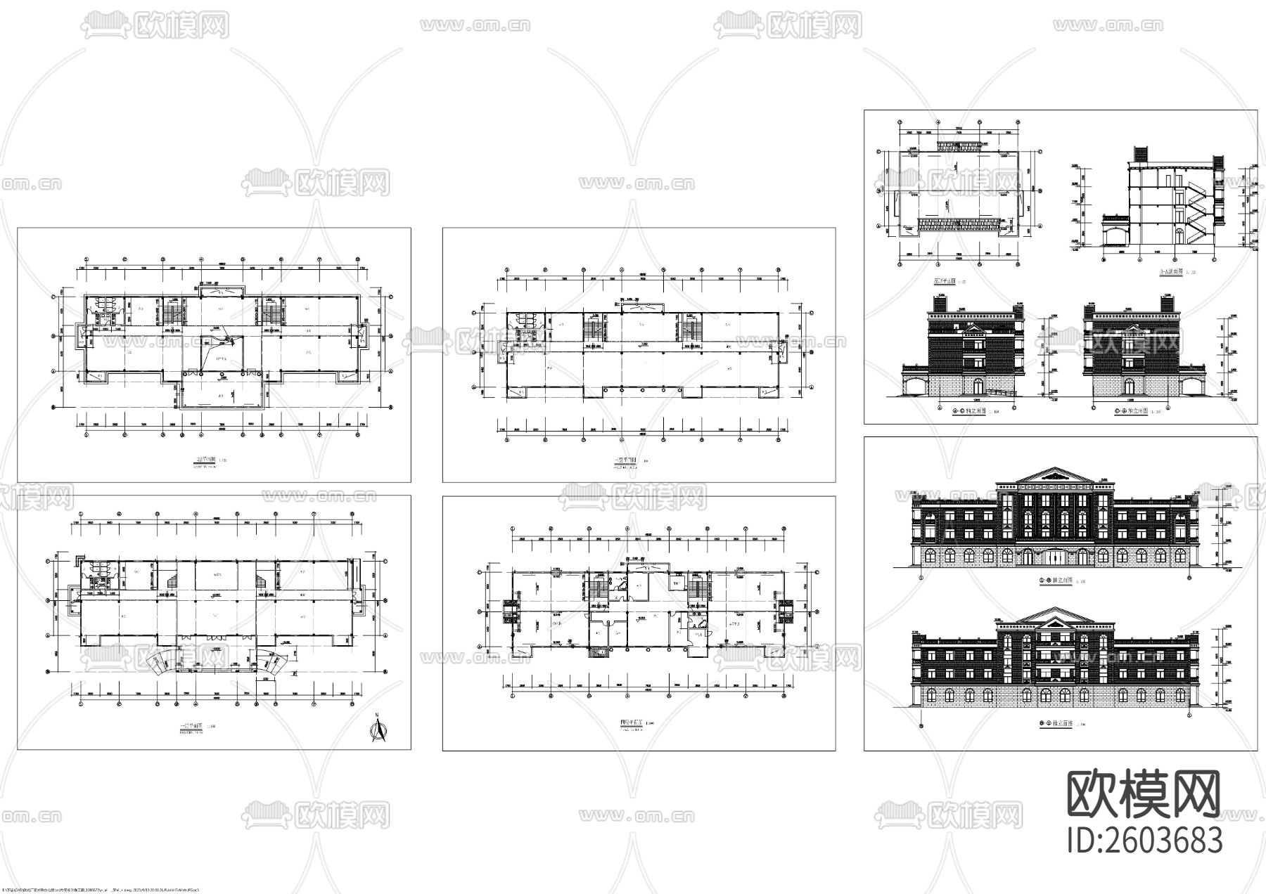 欧式厂区办公楼cad施工图下载（渲染图1）