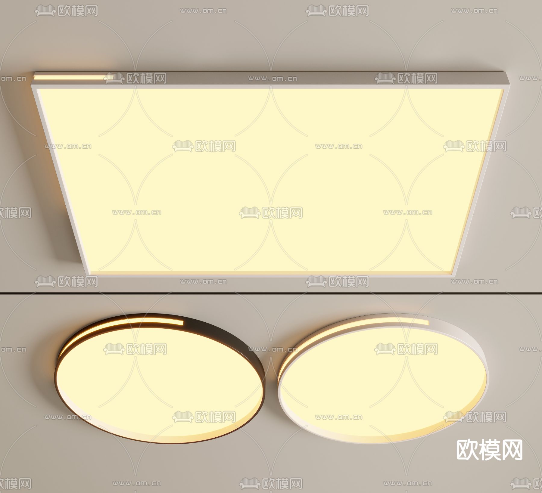 轻奢风吸顶灯 卧室灯3d模型下载