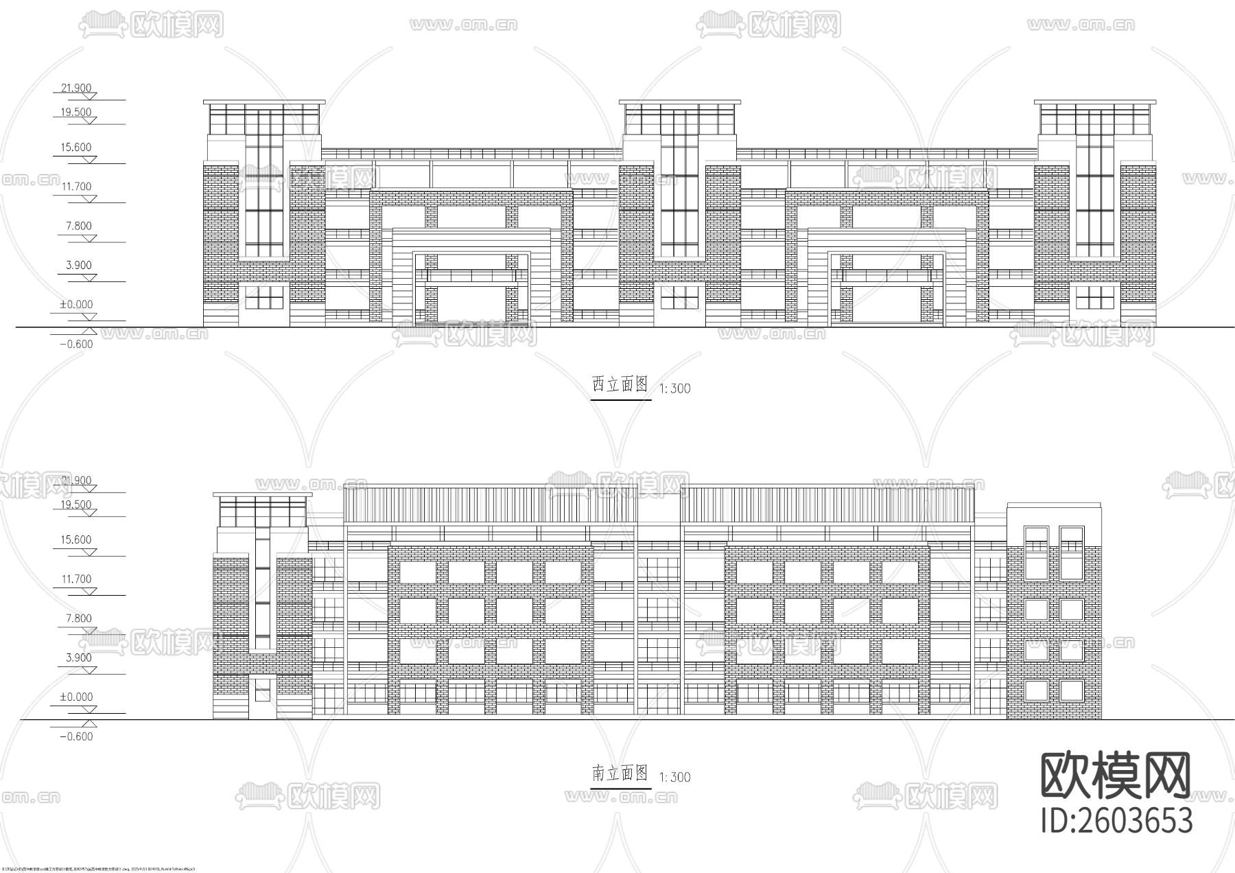 某高中教学楼建筑cad施工图下载（渲染图1）