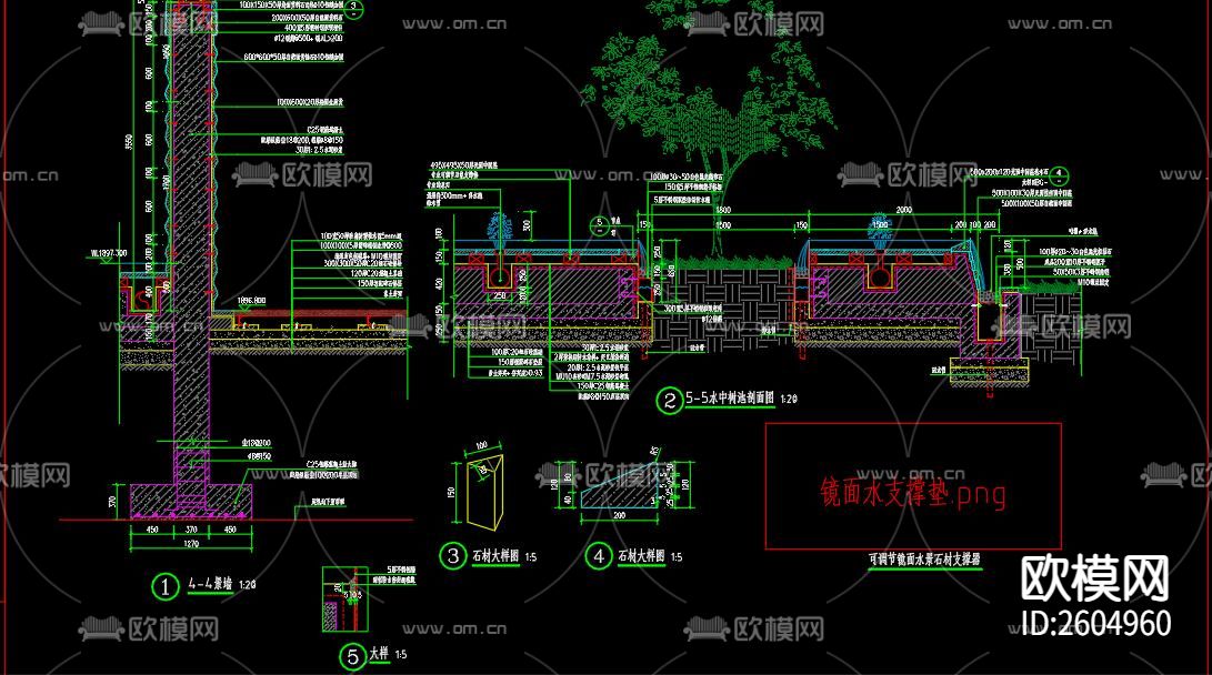 入口景墙节点大样下载（渲染图2）