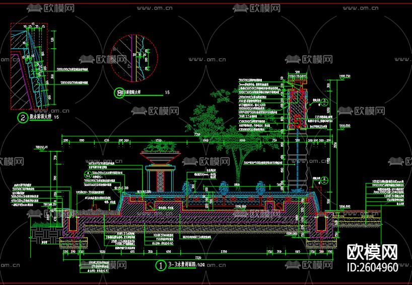 入口景墙节点大样下载（渲染图3）