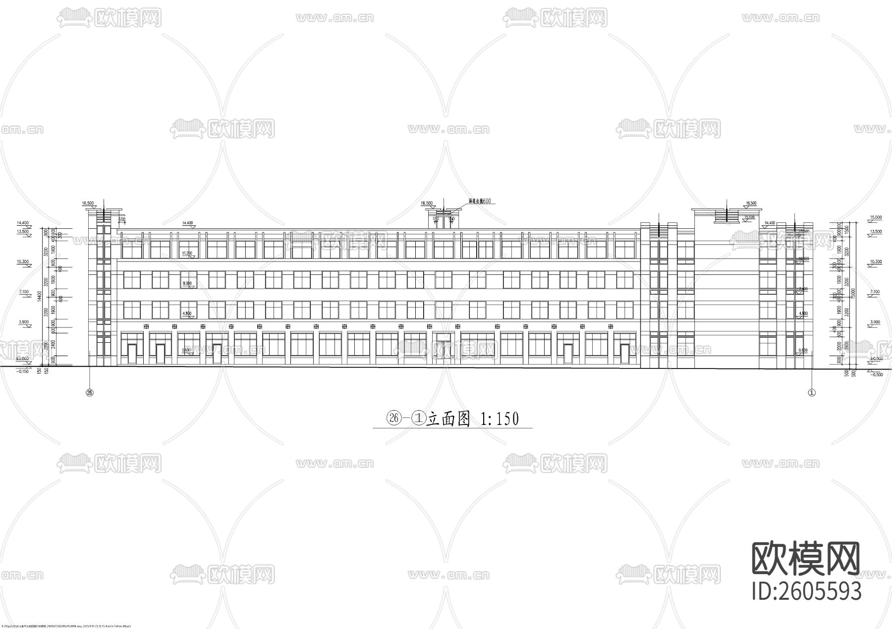 办公楼宿舍楼CAD施工图下载（渲染图3）