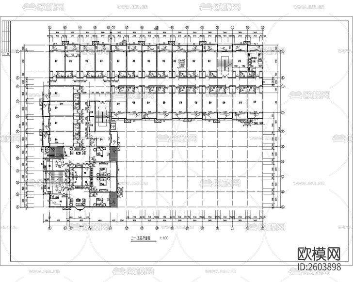 多層宿舍建筑cad施工圖下載(渲染圖7)