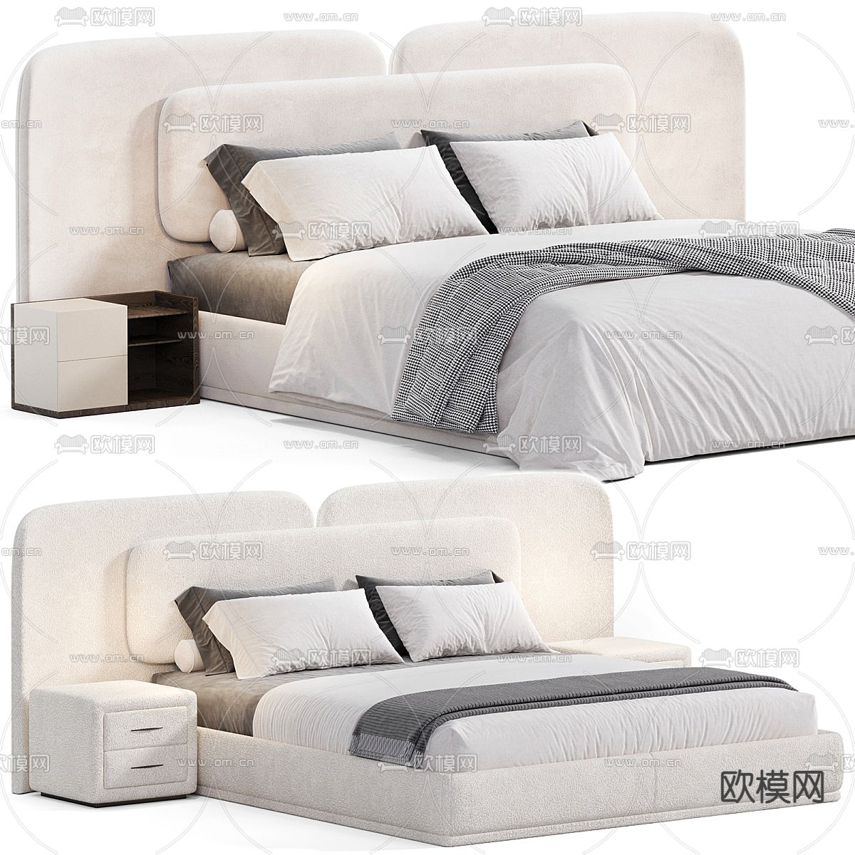 MISSANA  布艺双人床3d模型下载（渲染图2）