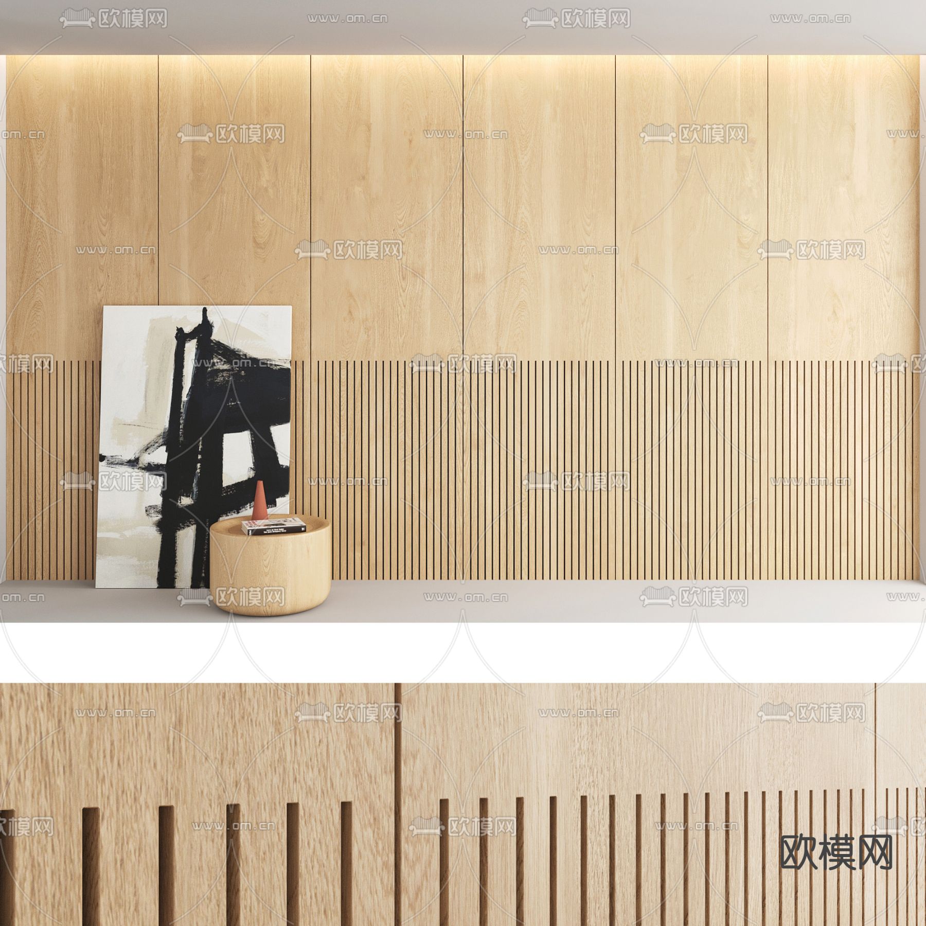 床头背景墙3d模型下载（渲染图2）