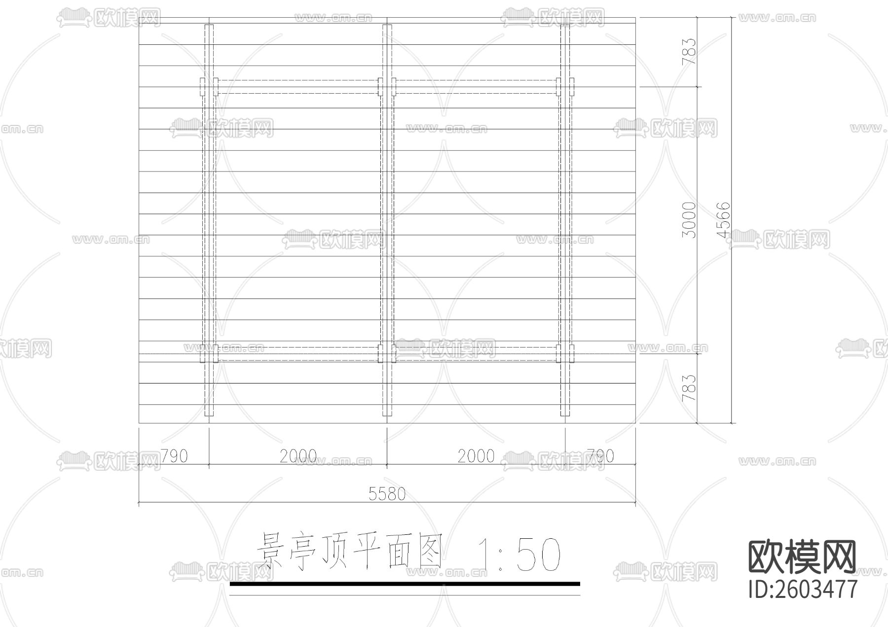 钢结构弧形木顶四方景亭节点大样下载（渲染图5）