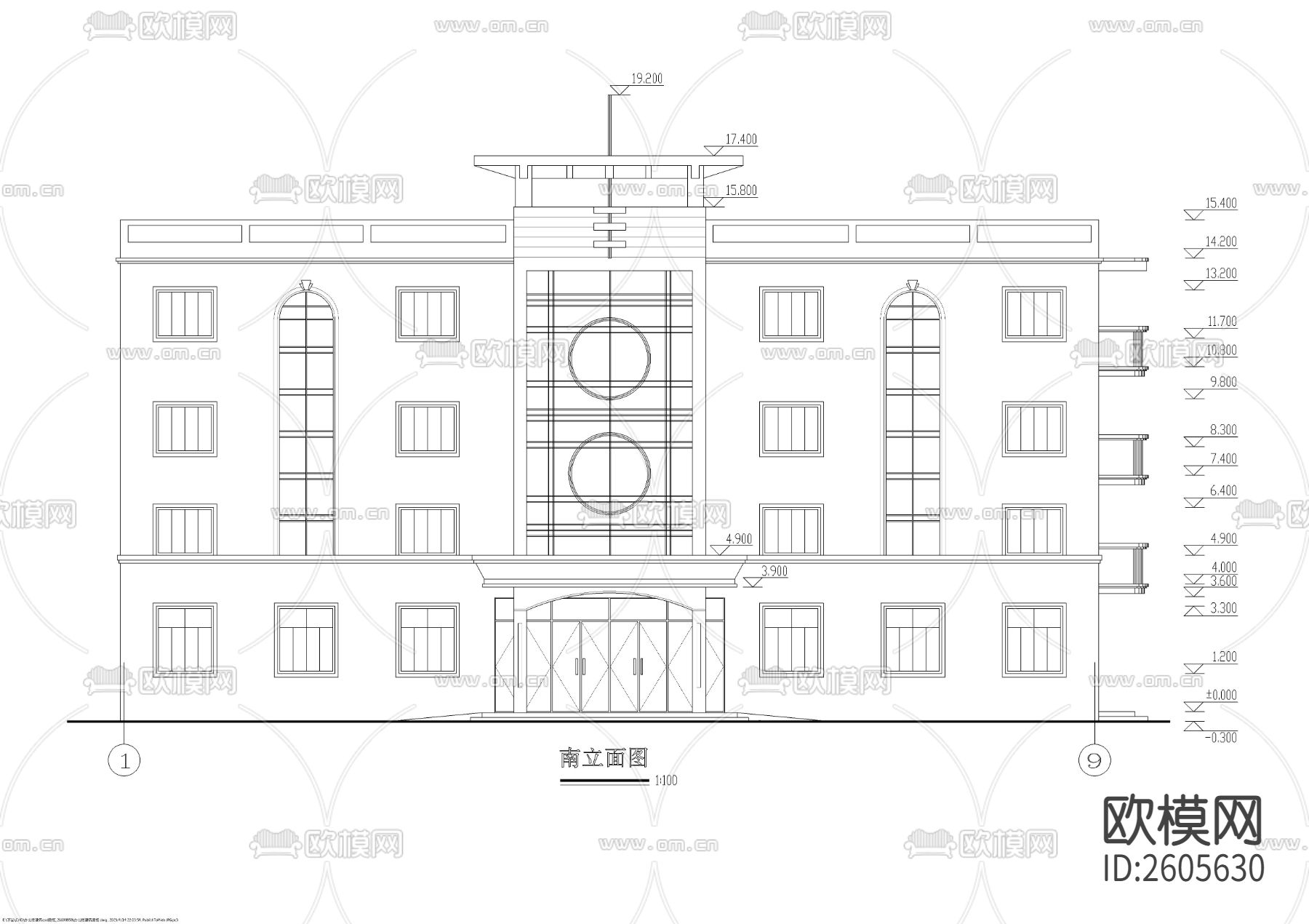 四层办公楼全套建筑CAD施工图下载（渲染图4）