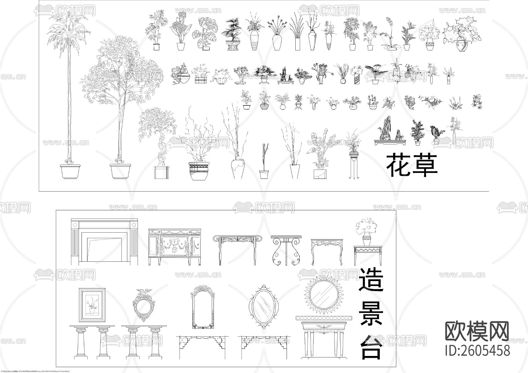 室内设计综合立面cad图库下载（渲染图6）