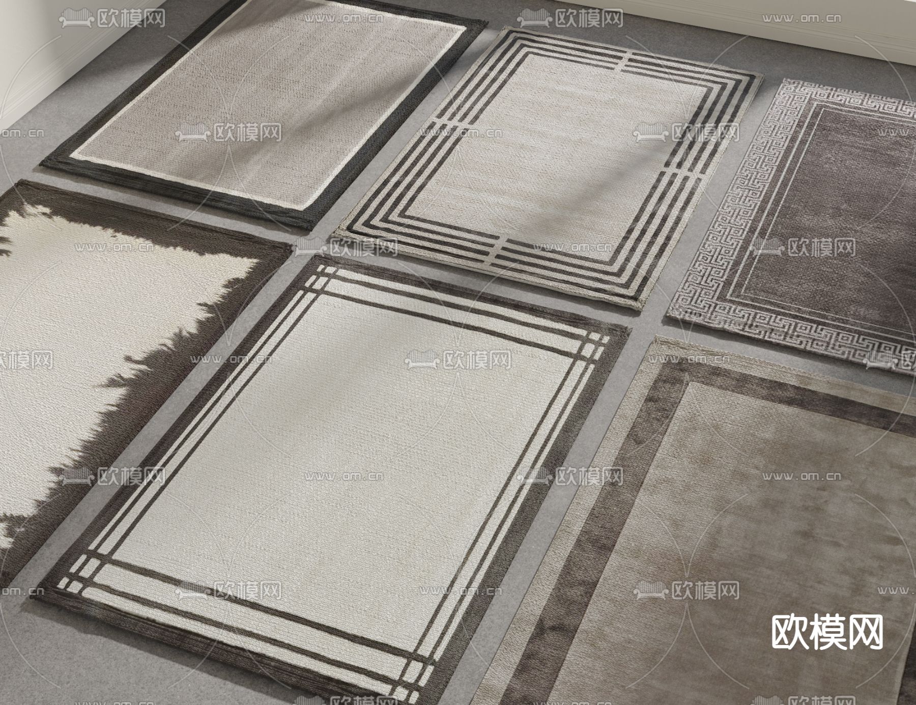 新中式地毯3d模型下载