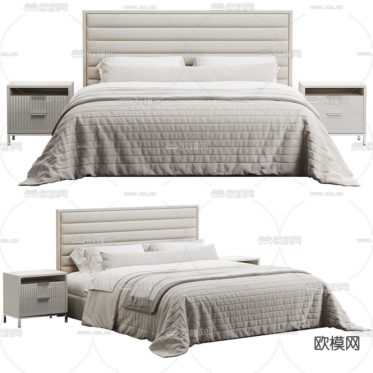 pertica 双人床3d模型下载（渲染图2）