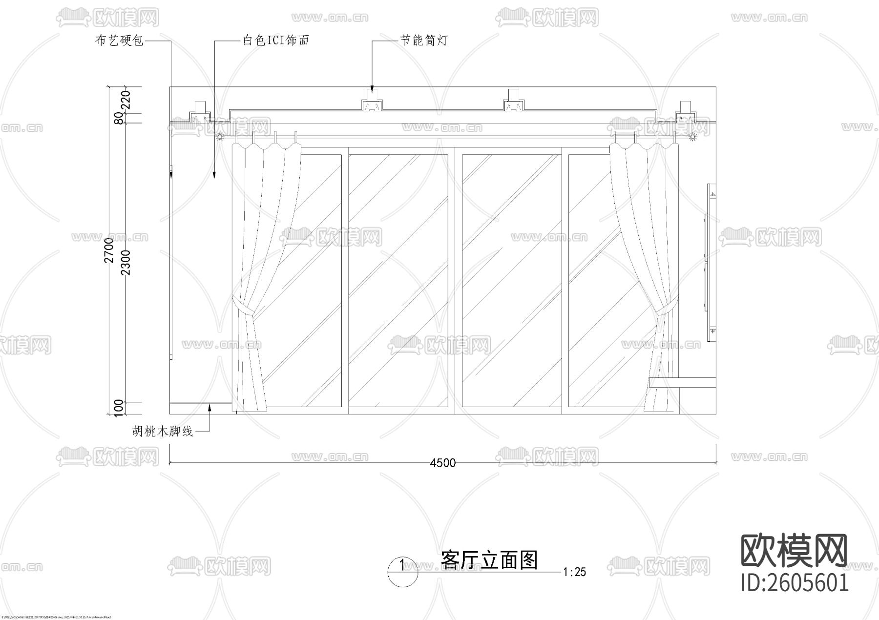 四室两厅两卫大平层CAD施工图下载（渲染图4）