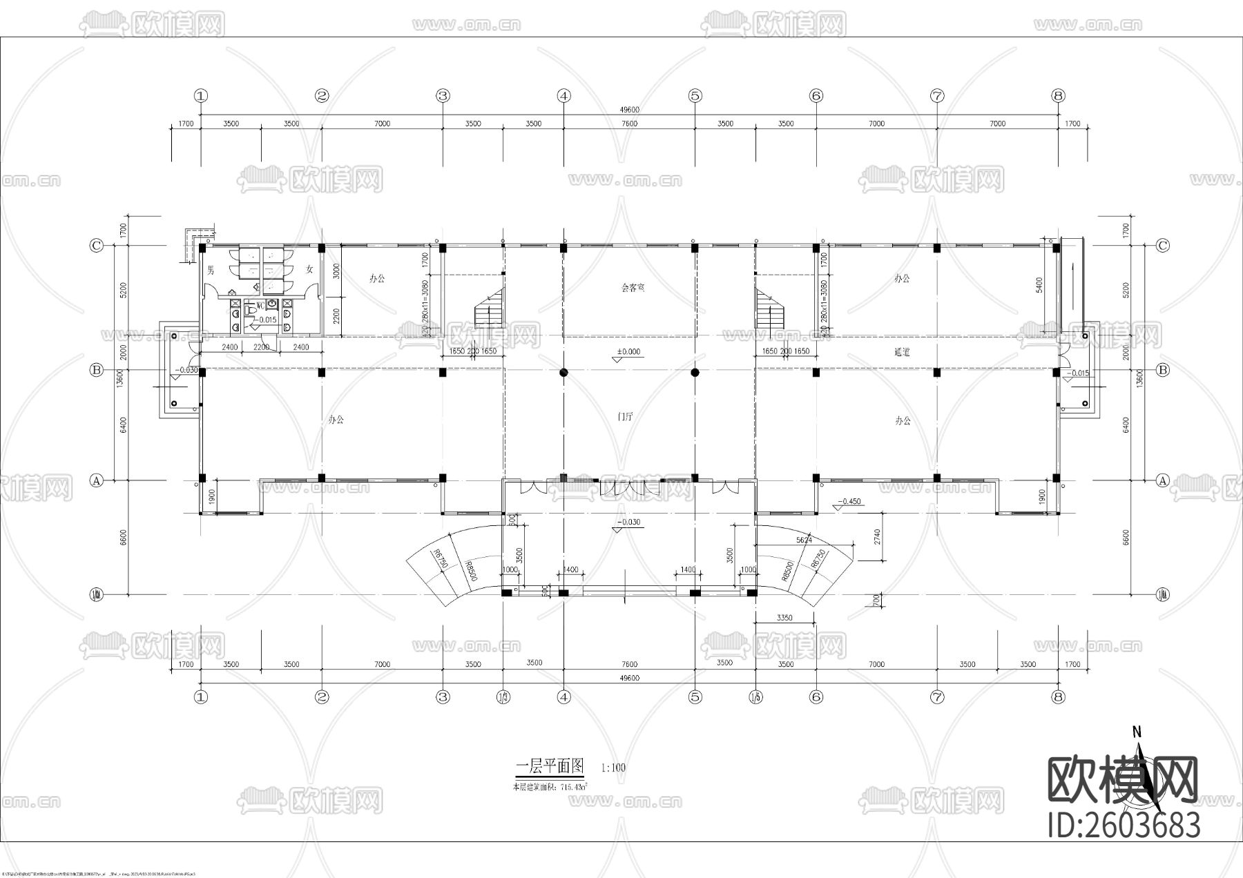 欧式厂区办公楼cad施工图下载（渲染图2）
