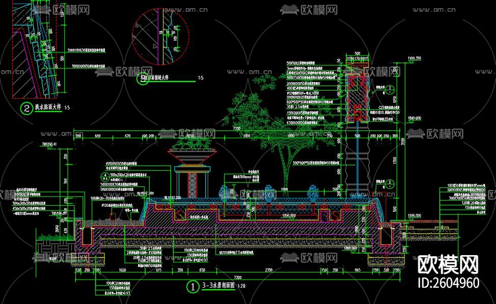 入口景墙节点大样下载（渲染图7）
