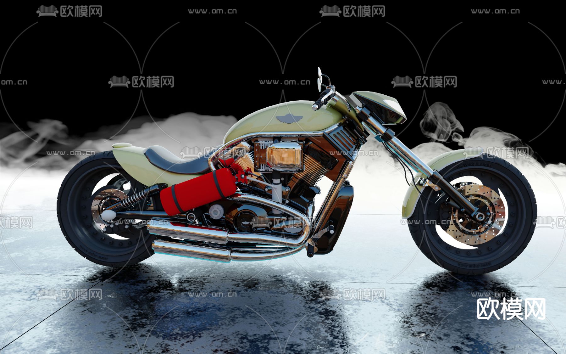复古摩托车3d模型下载