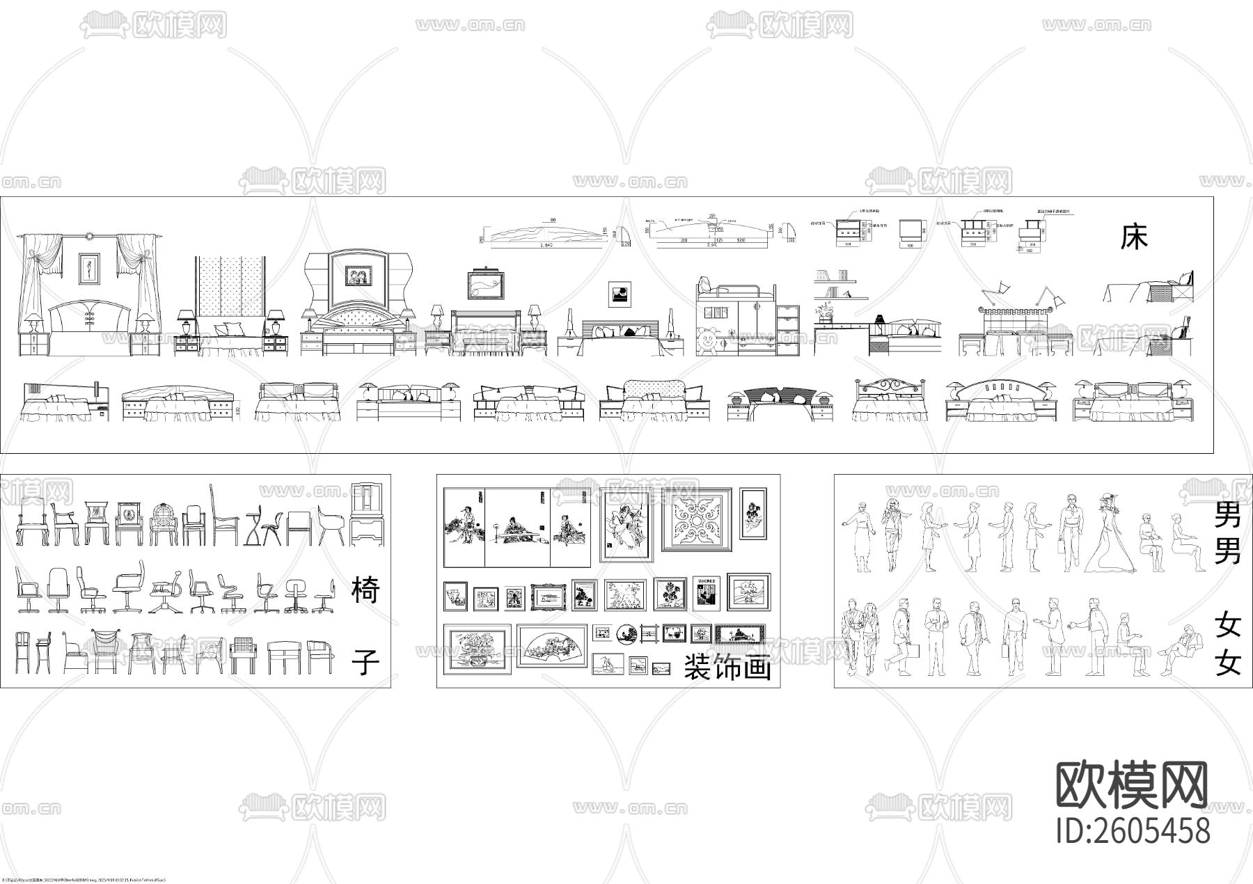 室内设计综合立面cad图库下载（渲染图2）