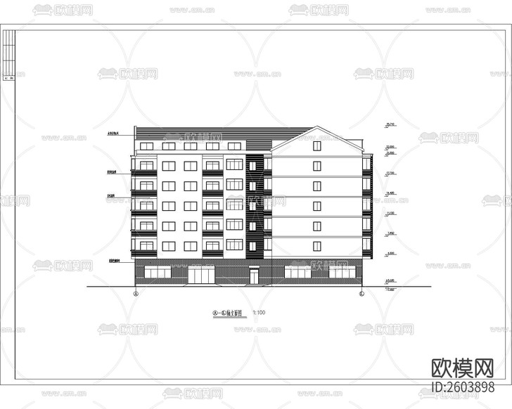 多層宿舍建筑cad施工圖下載(渲染圖8)