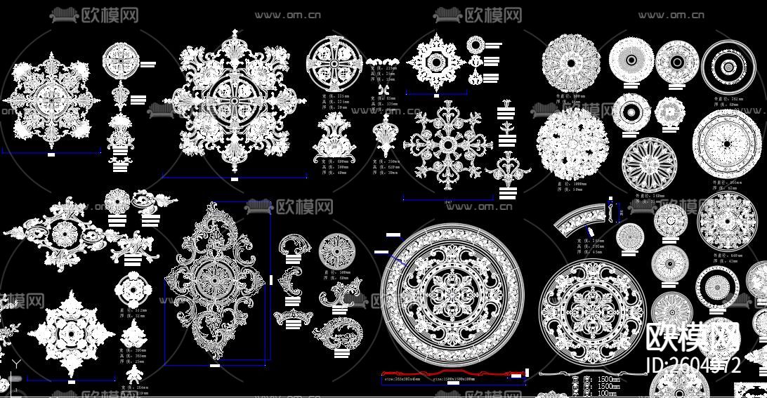 法式雕花顶花cad图库下载（渲染图8）