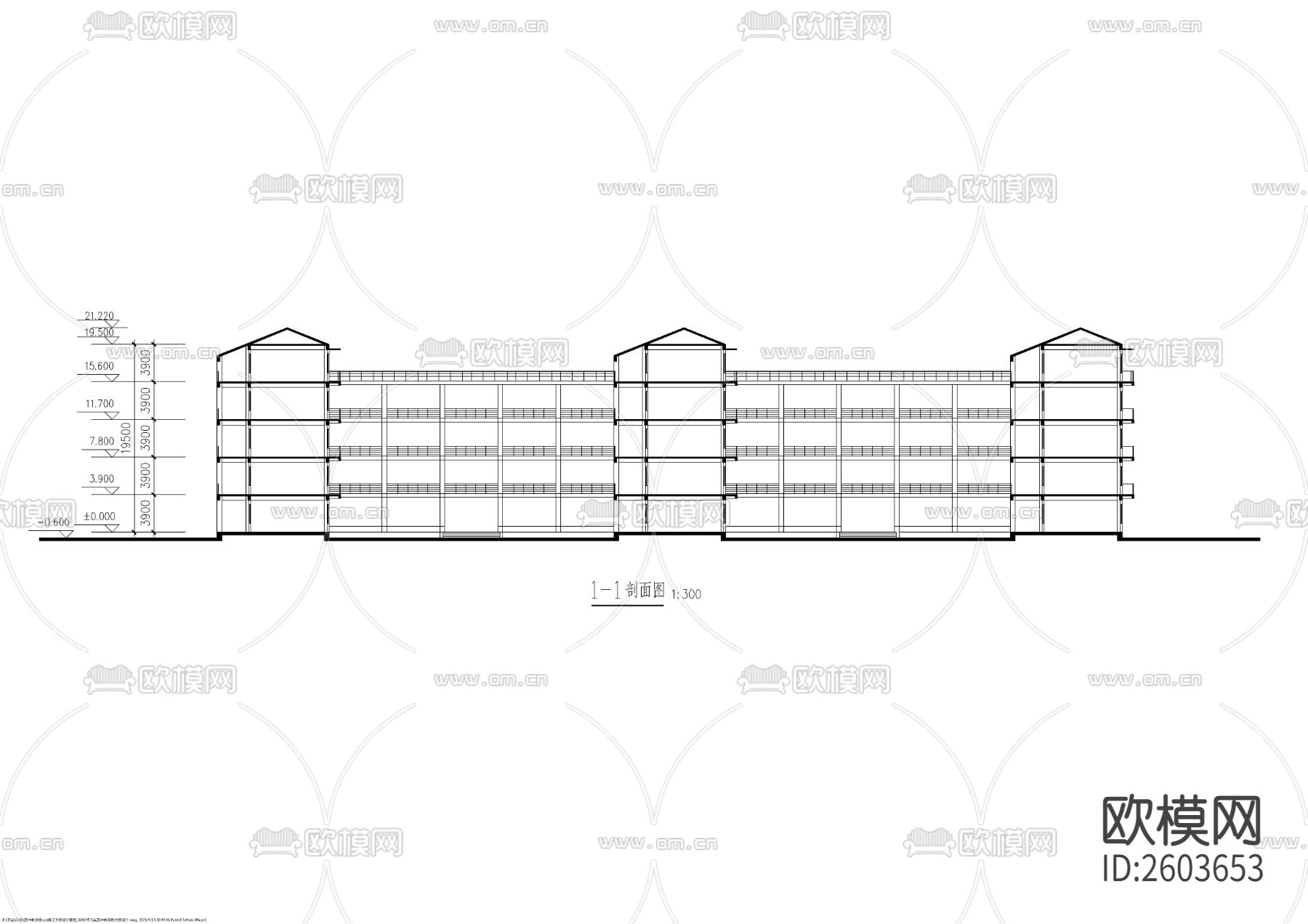 某高中教学楼建筑cad施工图下载（渲染图8）