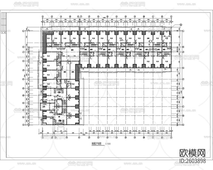 多層宿舍建筑cad施工圖下載(渲染圖2)