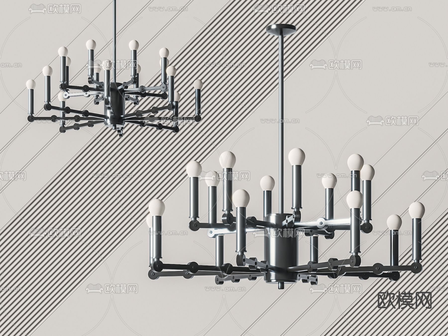 烛台吊灯 大厅灯3d模型下载_ID14054992_3dmax免费模型-欧模网