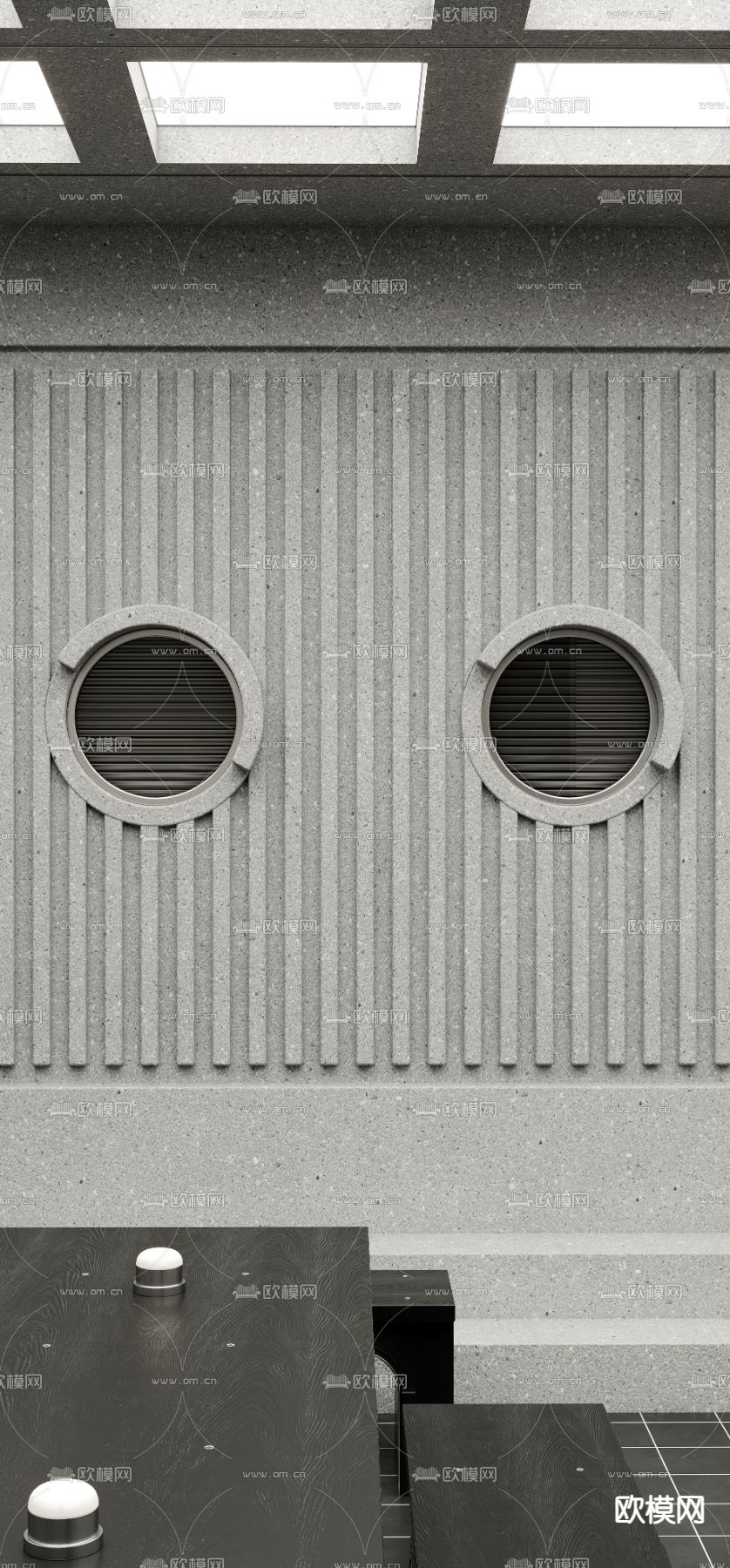 高级灰咖啡厅3d模型下载（渲染图2）