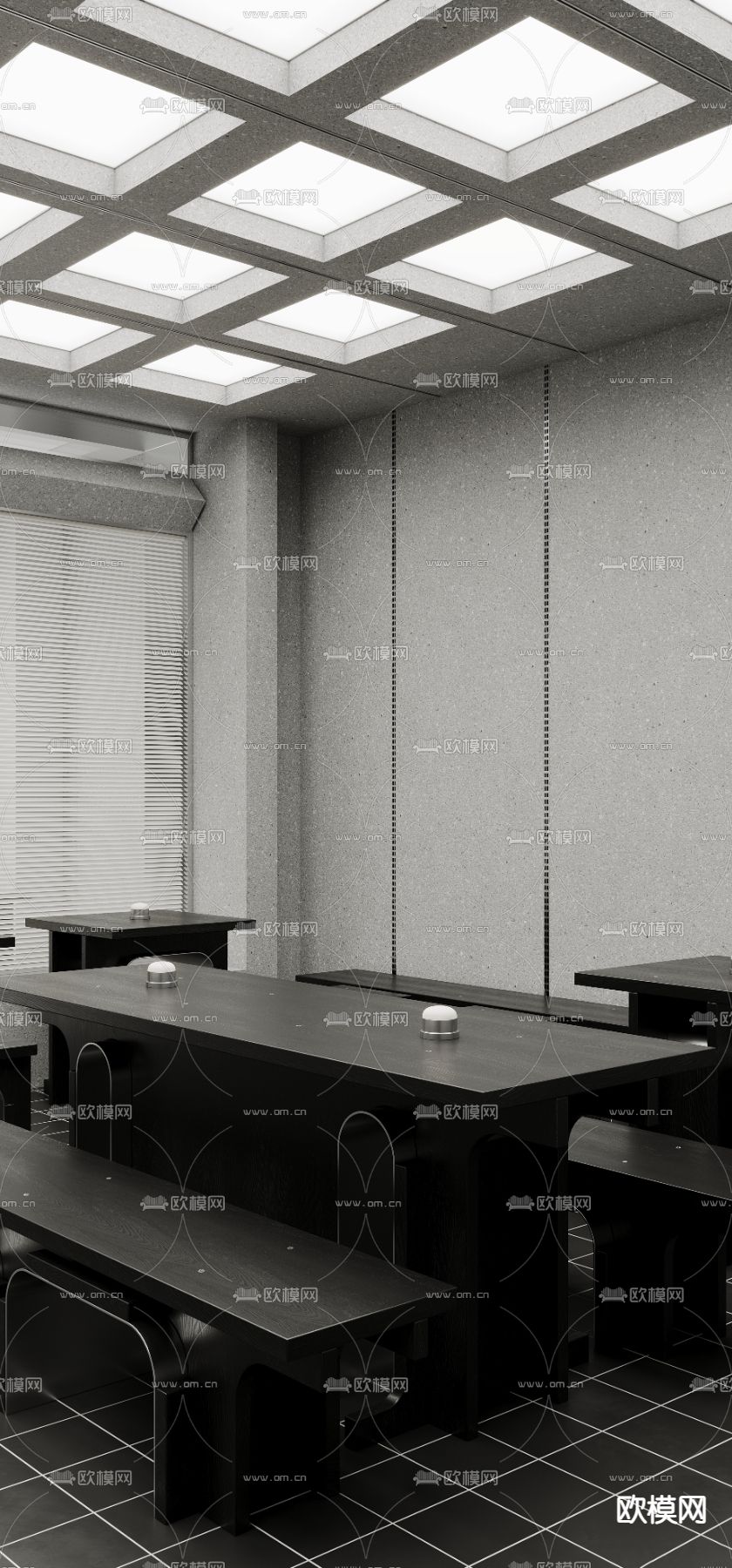 高级灰咖啡厅3d模型下载（渲染图4）