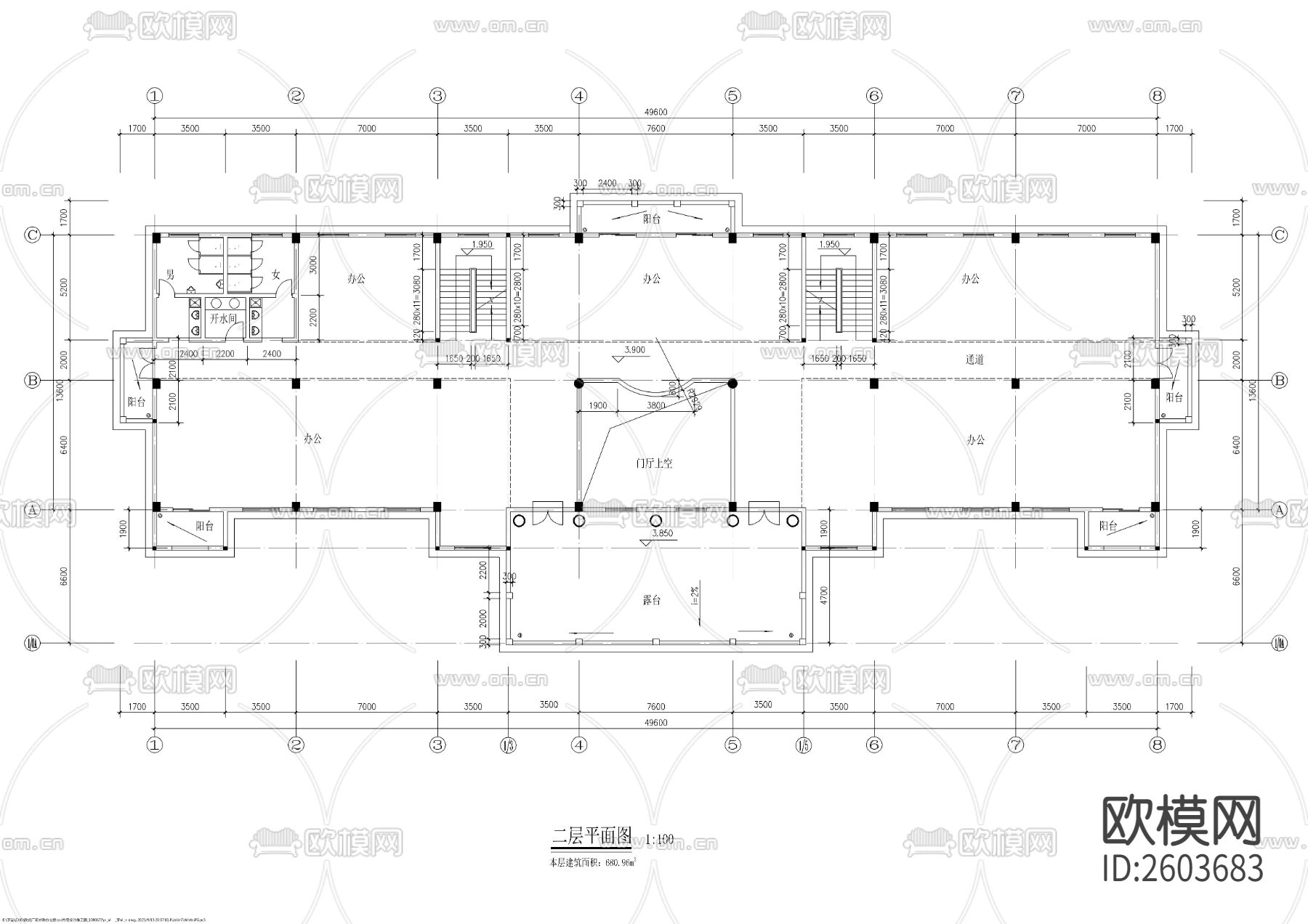 欧式厂区办公楼cad施工图下载（渲染图6）