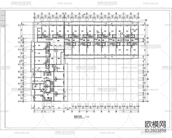 多層宿舍建筑cad施工圖下載(渲染圖3)