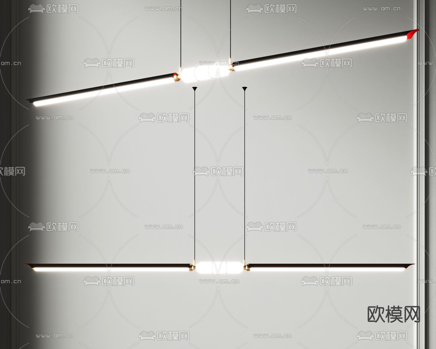 长条吊灯3d模型下载_ID14055005_3dmax免费模型-欧模网