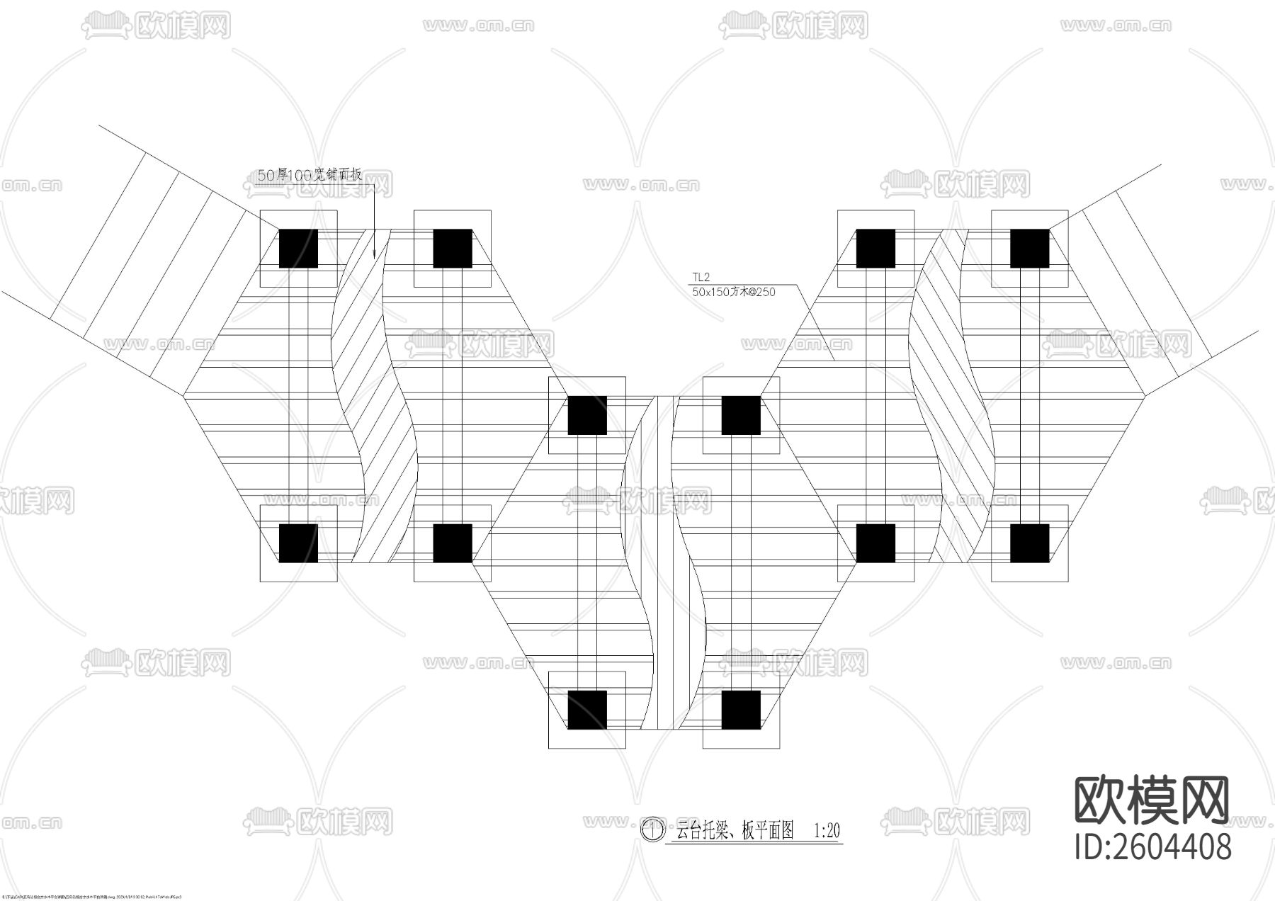 五角边组合亲水木平台节点大样下载（渲染图3）