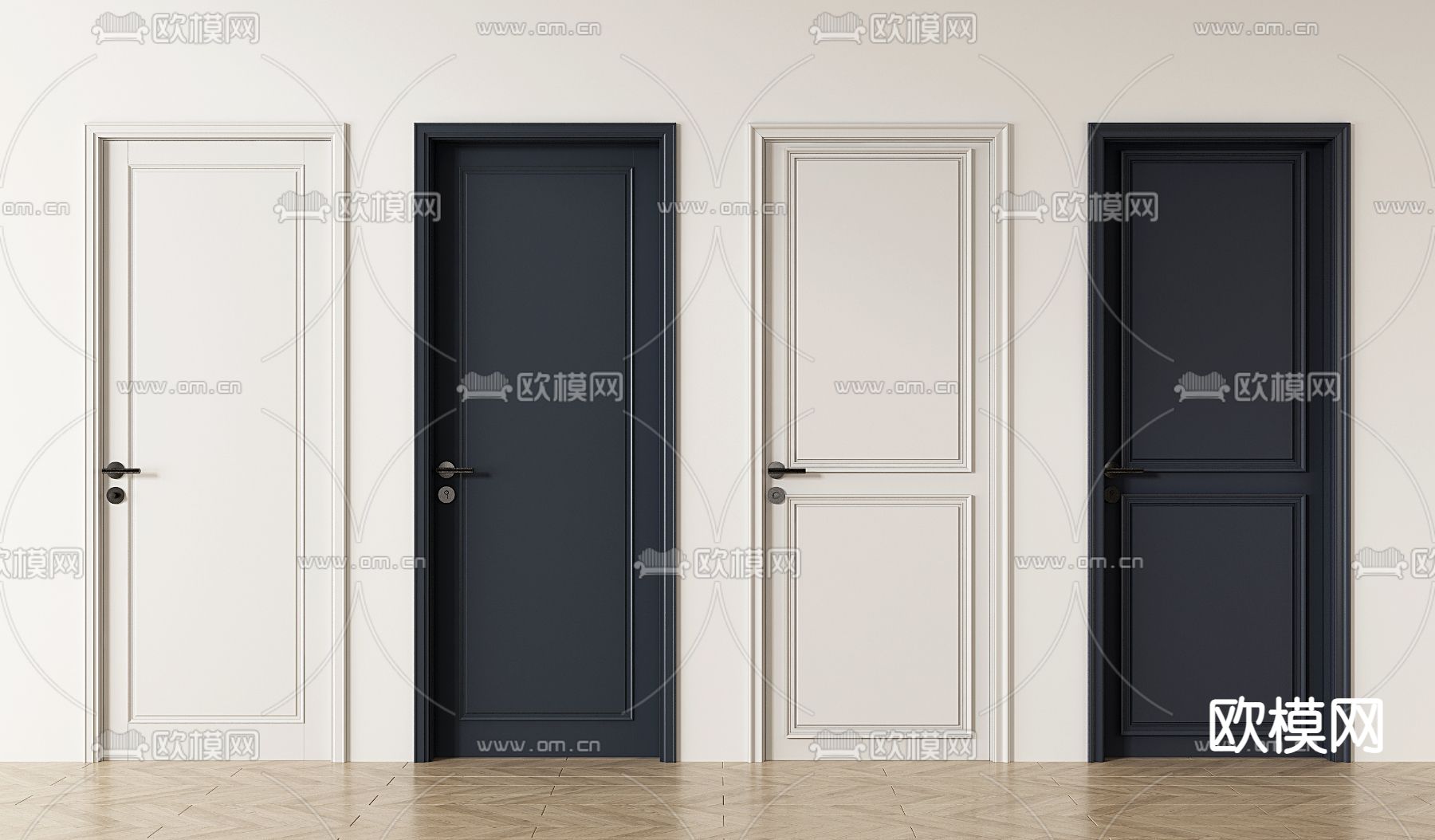 现代极简房门su模型下载（渲染图1）