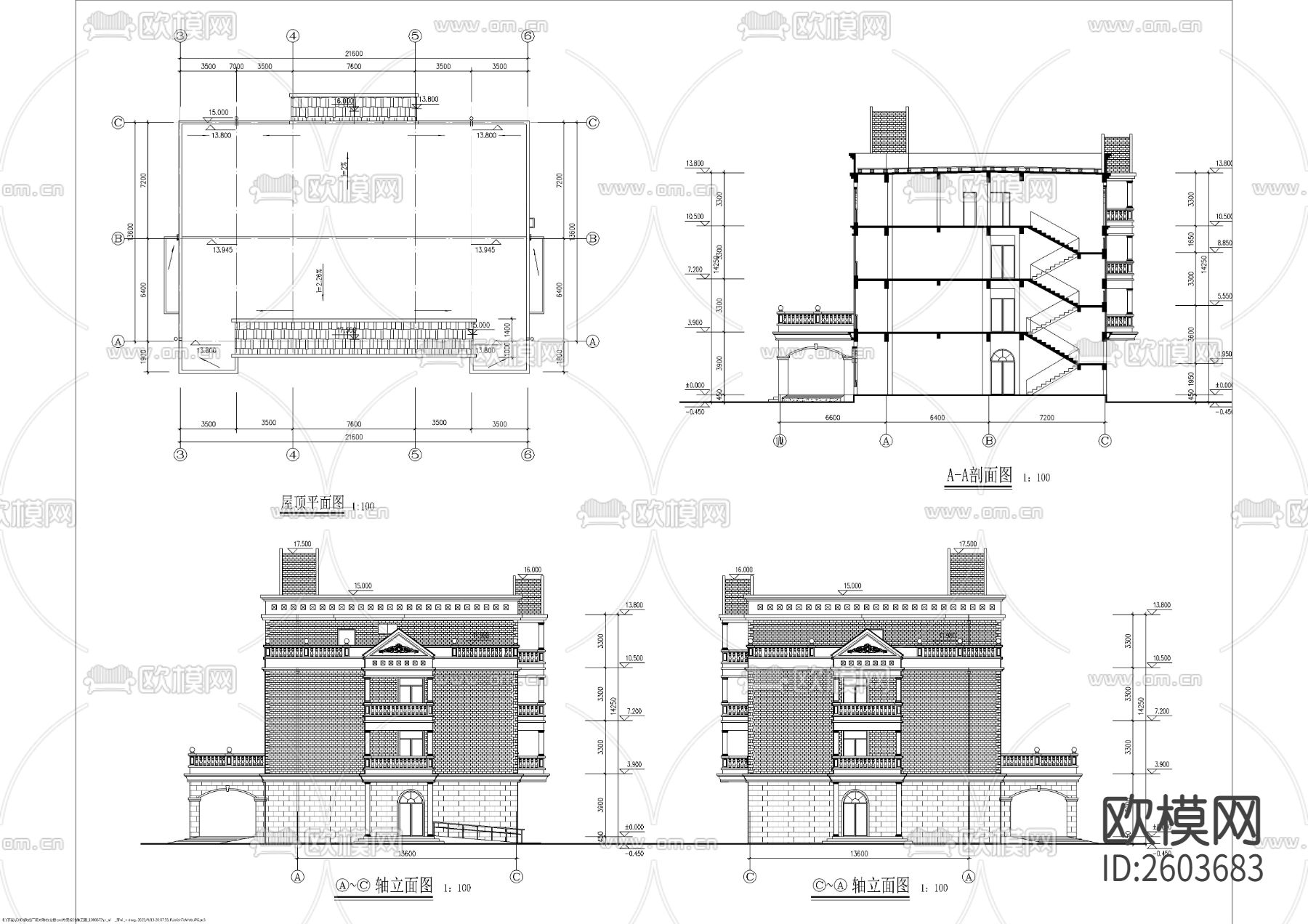 欧式厂区办公楼cad施工图下载（渲染图7）