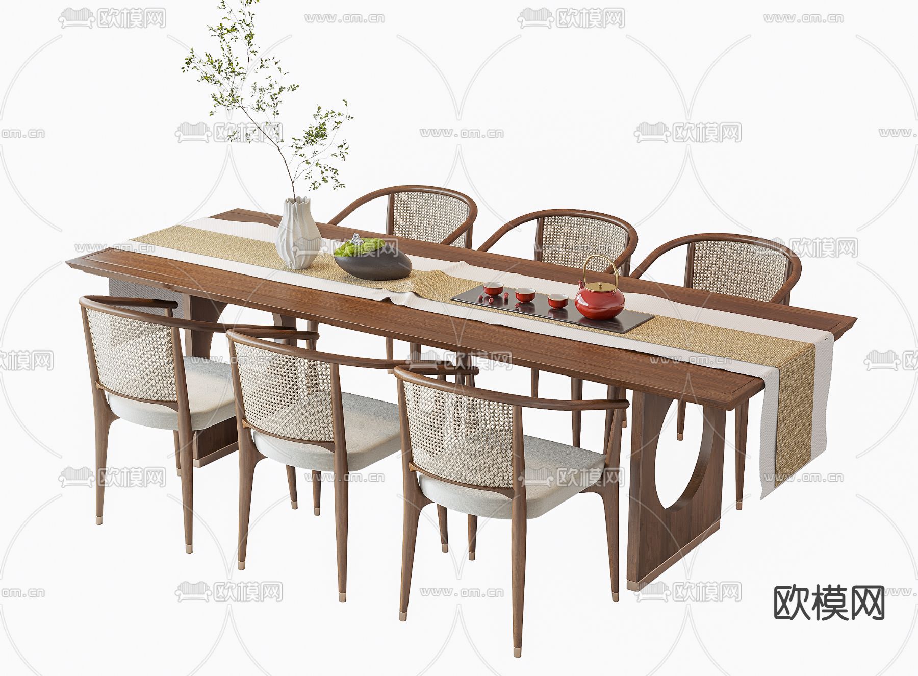 新中式茶桌椅 茶台3d模型下载