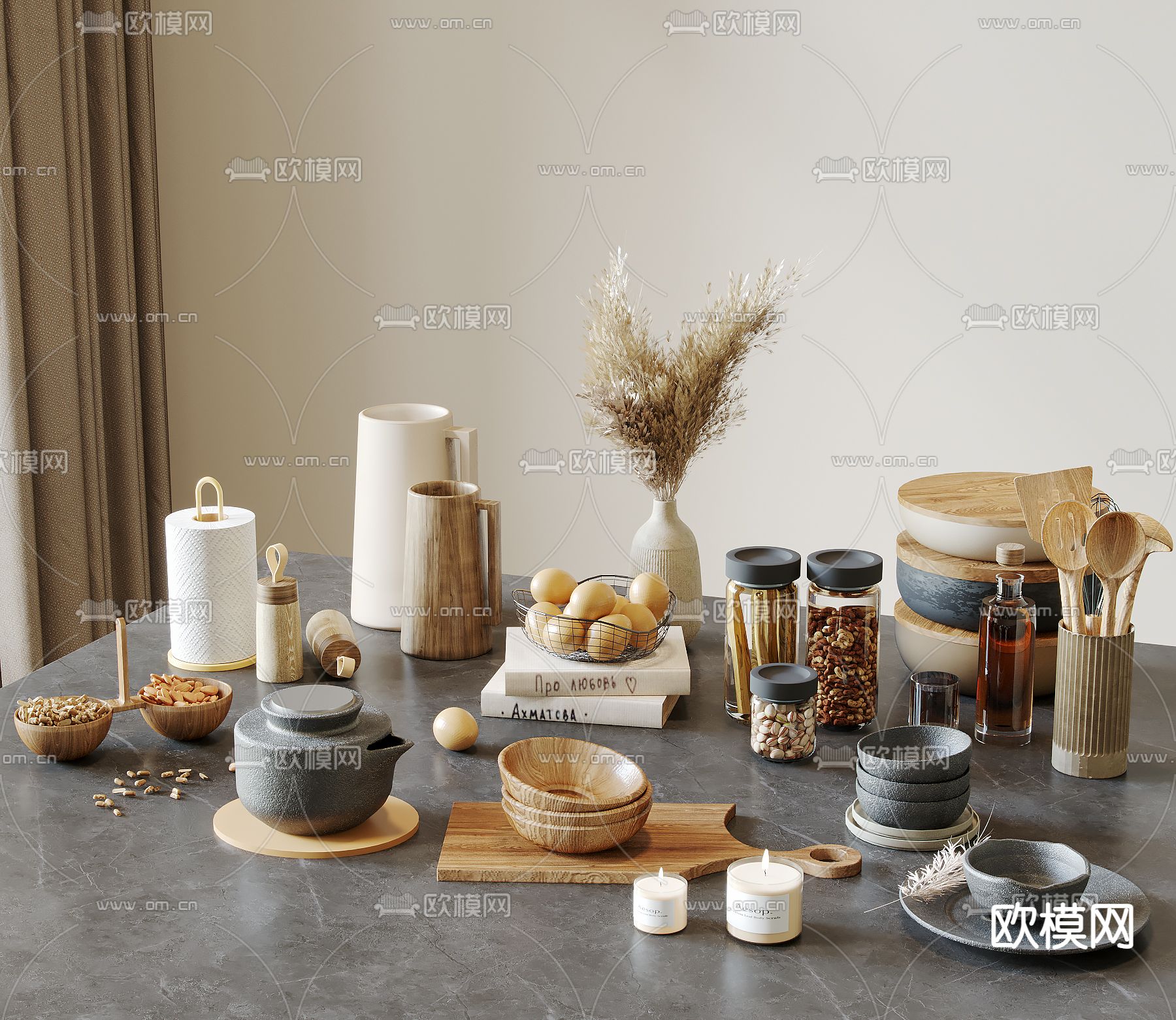 厨房摆件 调味品 碗碟3d模型下载